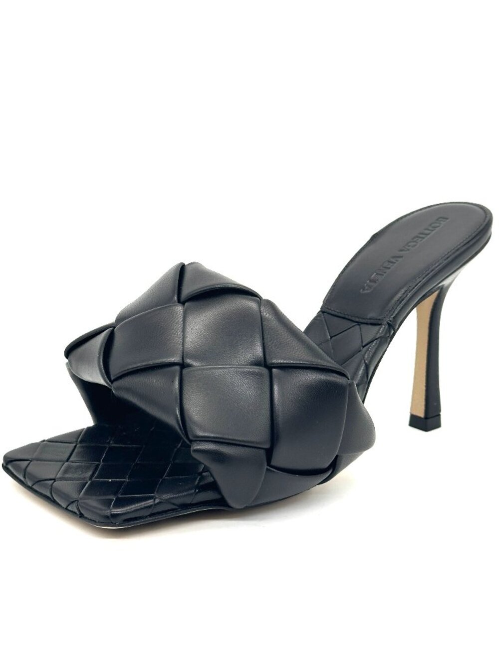 Bottega Veneta LIDO Padded Leather Square Toe Mule Sandals Heels Shoes